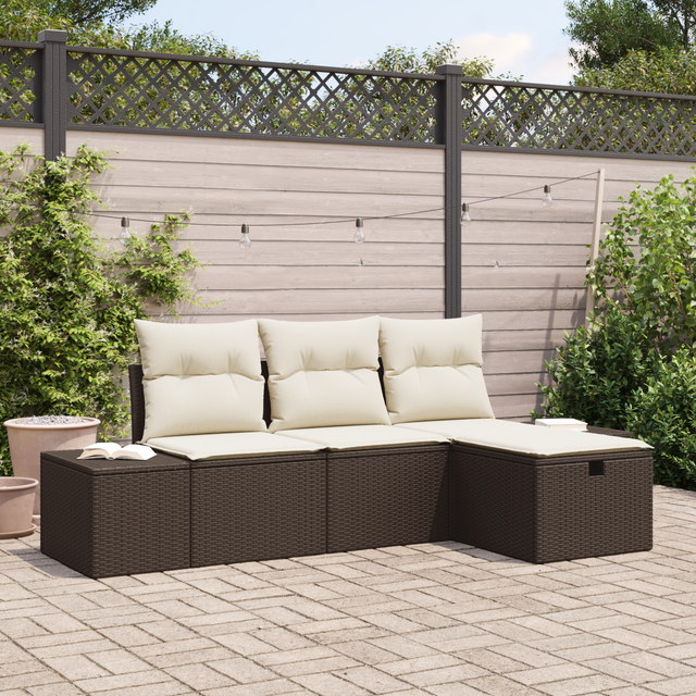 vidaXL Garden Sofa Set 4 pcs Brown 55 x 62 x 69 cm Poly rattan