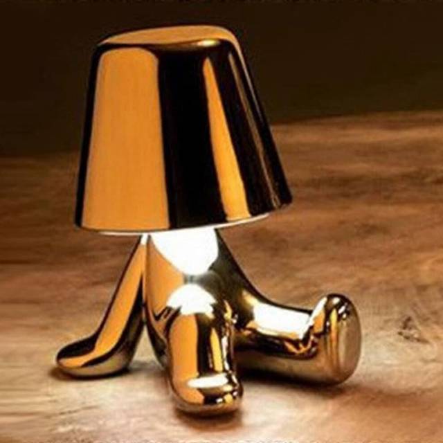 (As show, One size) Bedside Touch Control Table Lamp, Thinker Golden Man Statue LED Table Lamp, USB Rechargeable, 3-Speed Dimmer, Home Living Room Off
