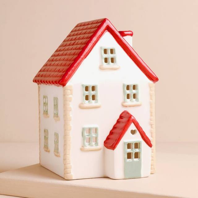 Sass & Belle House Shaped Tealight Holder - cream/red - one size