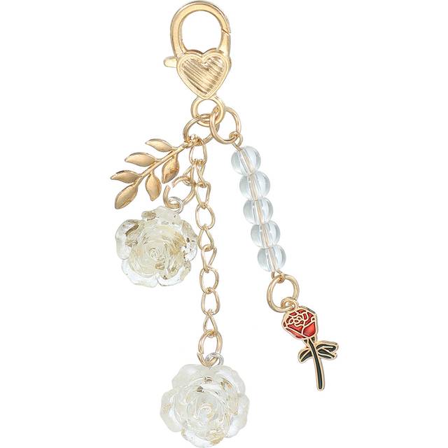 Rose Keychain Pendant Purse Charm For Women Handbag With Chain Tassel Gold