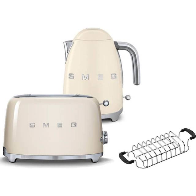 (Cream) Smeg KLF03 Kettle + TSF01 Toaster + TSBW01 Bun Warmer Bundle