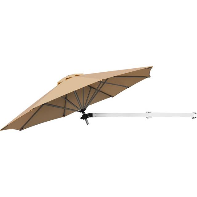 Wall-Mounted Garden Parasol Umbrella w/ Adjustable Poles Tilting Shade
