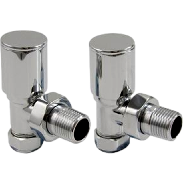 Towelrads Chrome Round Angled Valve 15mm x 1/2inch 2 Pack - 8.8 x 6.7 x 6.7cm