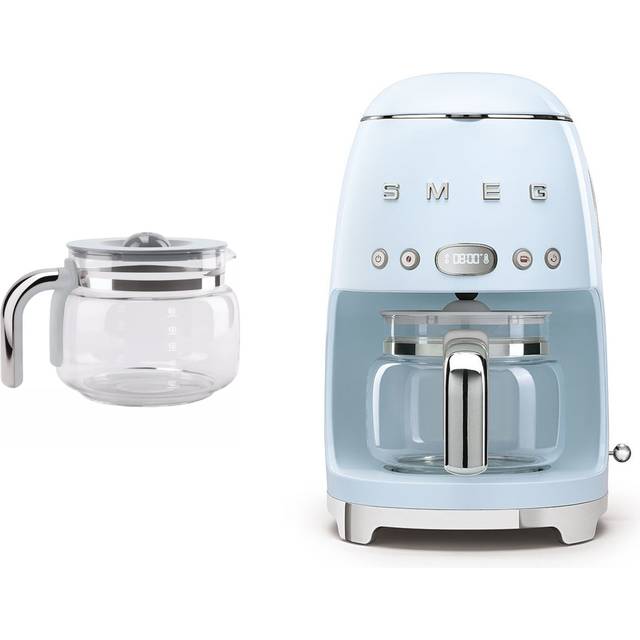 (Pale Blue) Smeg DCF02 Drip Filter Coffee Machine +DCG01 Glass Carafe Spare Jug Bundle