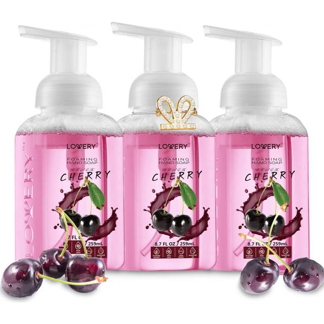 LOVERY Foaming Hand Soap-Packof 3-Moisturizing Hand Soap with AloeVera & Essential Oils-Alcohol-Free Hand Wash in Honey Almond  PomegranatePeach