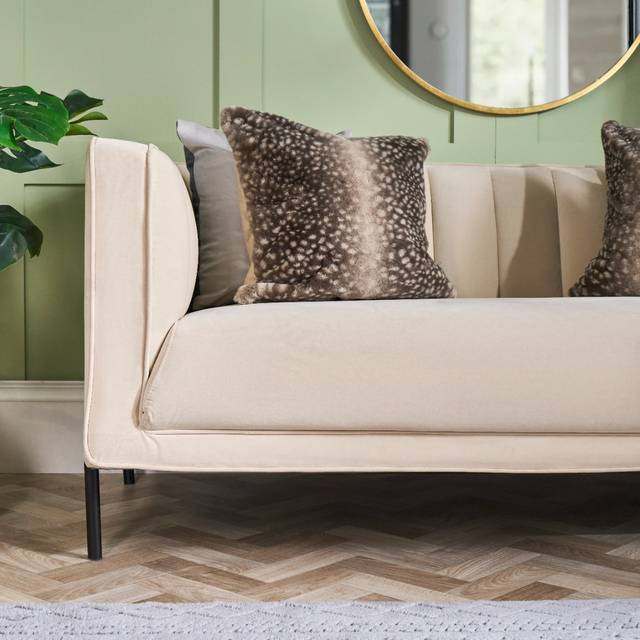 OHS Fawn Faux Fur Cushion Covers, Mink/White - 45 x 45cm - Natural