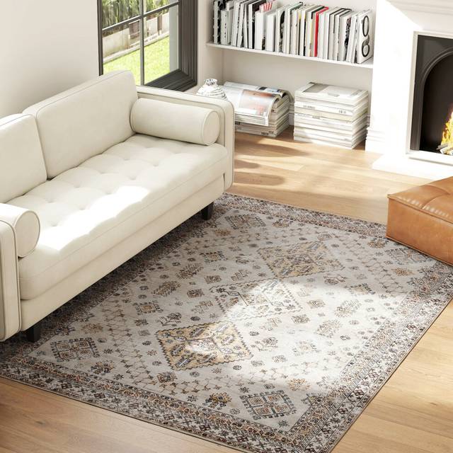 Homcom Flannel Non-slip Washable Rug For Living Room, 230 X 160 Cm, Beige