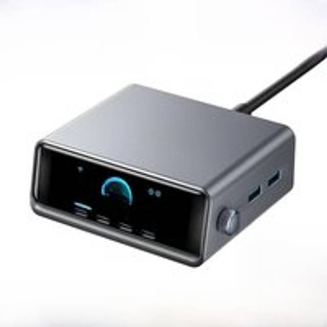 Anker Prime Charger 250W GaN USB C Fast Charging Station 2.26&#34; LCD Display for iPhone MacBook Pro iPad Smart Control Dial - Gery EU