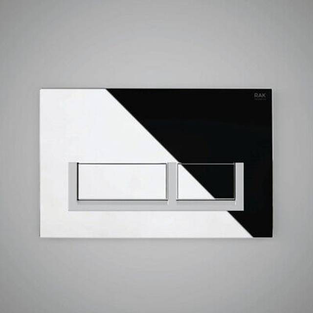 RAK Ceramics Polished Flush Plate with Matt Rectangular Push Plates | Chrome | Plastic | 236mm x 152mm x 12mm