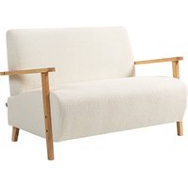 Homcom Small Sherpa Fabric 2 Seater Sofa Settee - Cream White