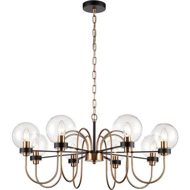 Franklite F2440-8 Equinox 8 Light Pendant Fitting (up) Black Gold