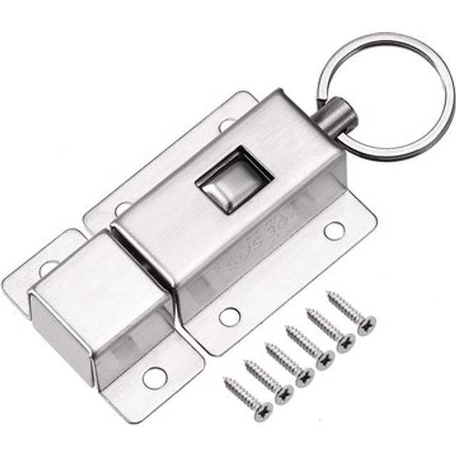 Door Barrel Bolt Stainless Steel 304 Ring-pull Spring Loaded Auto Sliding Lock