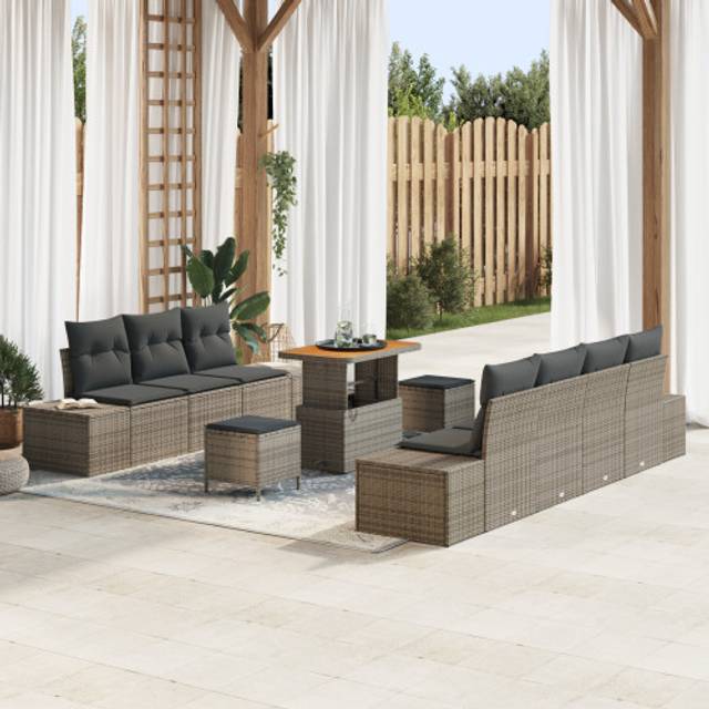 vidaXL Garden Sofa Set 10 pcs Light Grey, Dark Grey 90 x 55 x 71 cm
