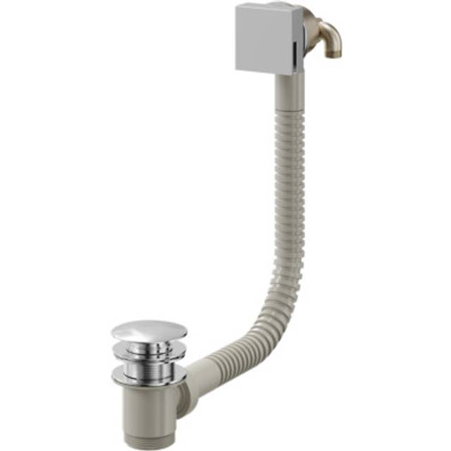 Wholesale Domestic Polished Free Flow Bath Filler with Push Waste and Overflow | Chrome | Brass | 620mm x 70mm