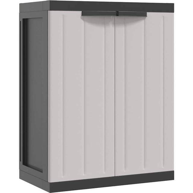 vidaXL Outdoor Storage Cabinet Grey and Black 65x37x85 cm PP