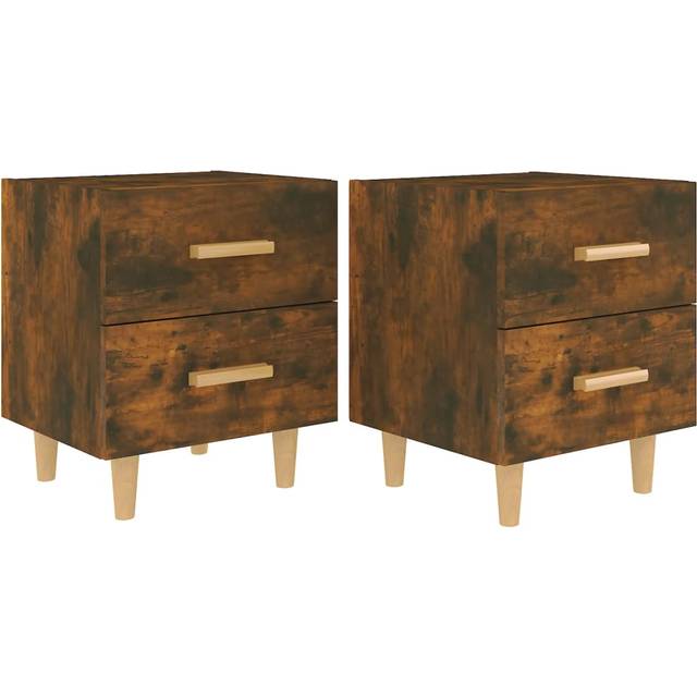 vidaXL Bed Cabinets 2 pcs Smoked Oak 40x35x47.5 cm - Brown