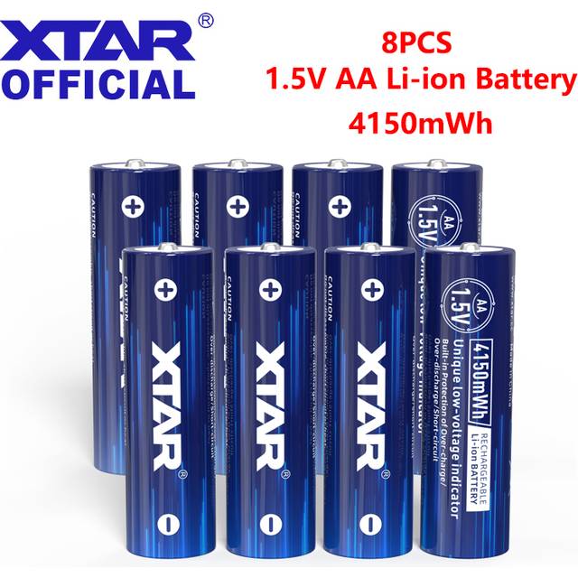XTAR 4PCS AA 4150mWh 1.5V Li-Ion Rechargeable Battery AA Lithium Batteries with Smart LED indicator Top Battery FOR Clock Mouse - 4PCS AA Battery