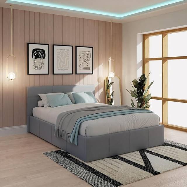 GFW Small Double Grey End Lift Ottoman Bed