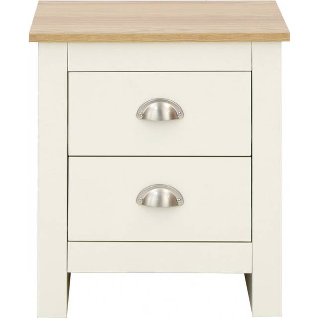 GFW Lancaster Two Drawer Bedside Table Cream, Cream