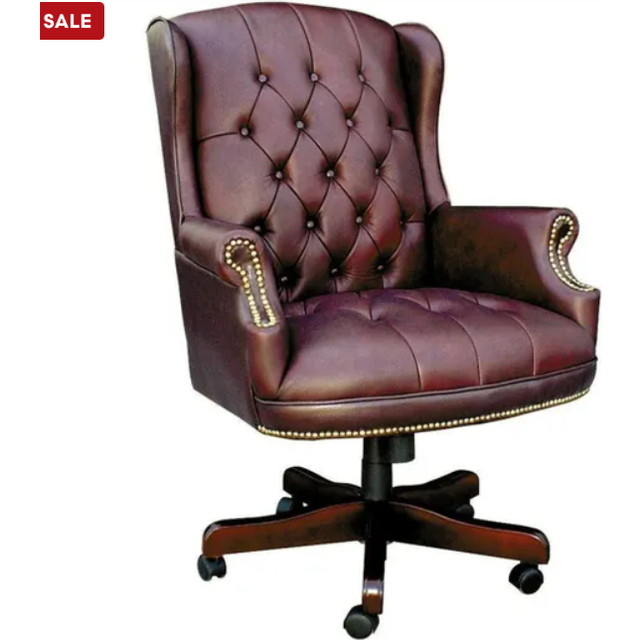 Teknik Chairman Leather Faced Swivel Chair - Burgundy, Red