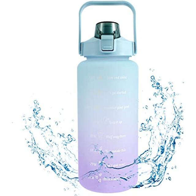 2L Water Bottle Motivational Water Bottle with Time & Capacity Marker BPA-Free Sports Water Bottle Daily Measured Tracking Time Marks Water Cup Ensure