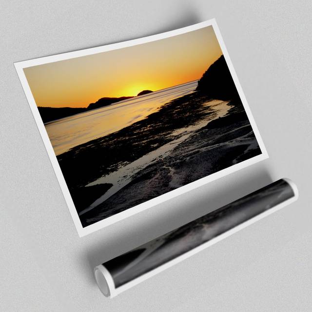 Golden Sunrise over the Ocean Seascape - Unframed Graphic Art Print on Paper (84.1 cm H x 118.9 cm W)