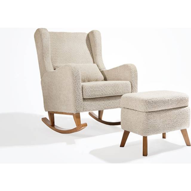 Tutti Bambini Harper Wingback Rocking Chair & Footstool - Teddy Mushroom + Free Nursing Pillow Worth &#xA3;49.99!