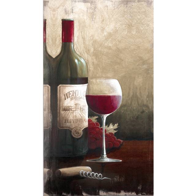 Red Wine Still Life - Painting Print - Black Floater Framed (122 cm H x 81 cm W)