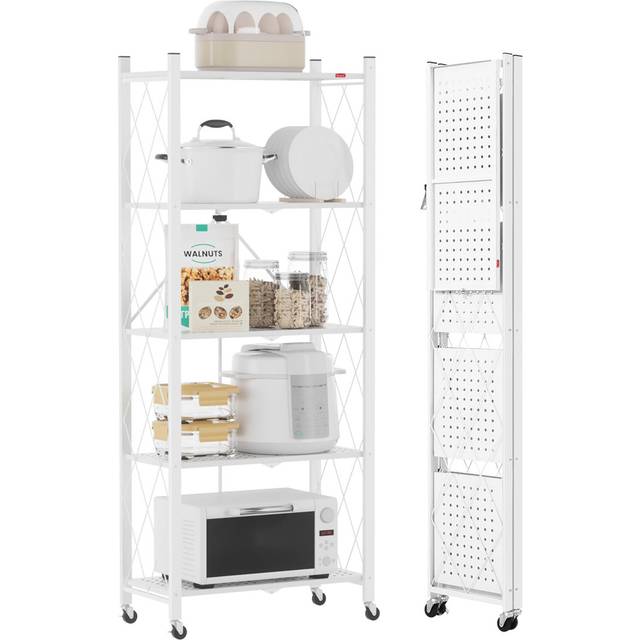 5 Tiers Metal Shelving Units for Storage 61x147x28 CM - White