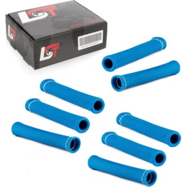 8x Car Spark Plug Wire Heat Shield Cover Blue For Jaguar