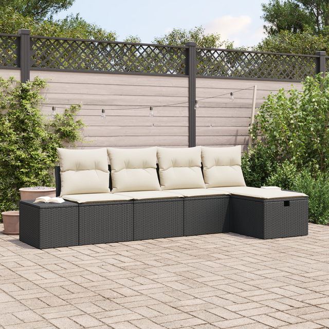 vidaXL Garden Sofa Set 5 pcs Black 55 x 62 x 69 cm Poly rattan