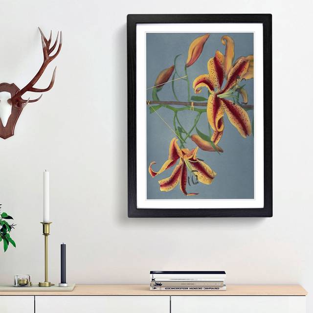 Orange Lilies by Kazumasa Ogawa - Picture Frame Painting Print - Black Framed (48cm H x 36cm W x 2cm D)