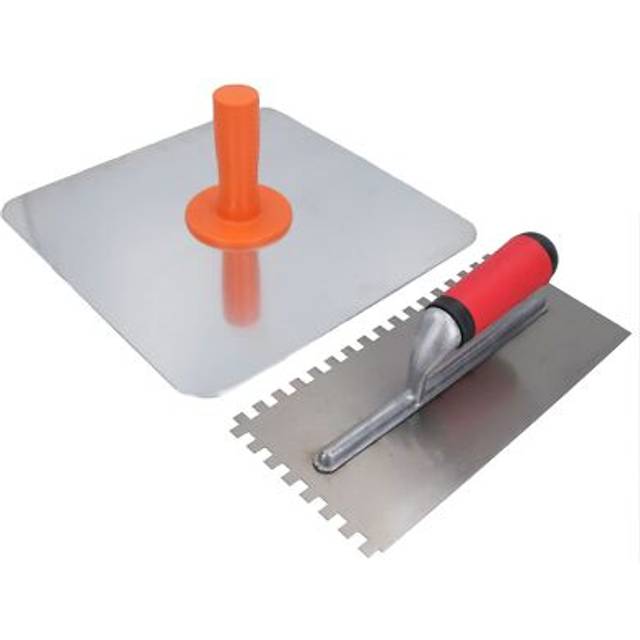 AB Tools Aluminium Plasterers Plastering Hawk Board + 8mm Square Notched Float Trowel - One Size