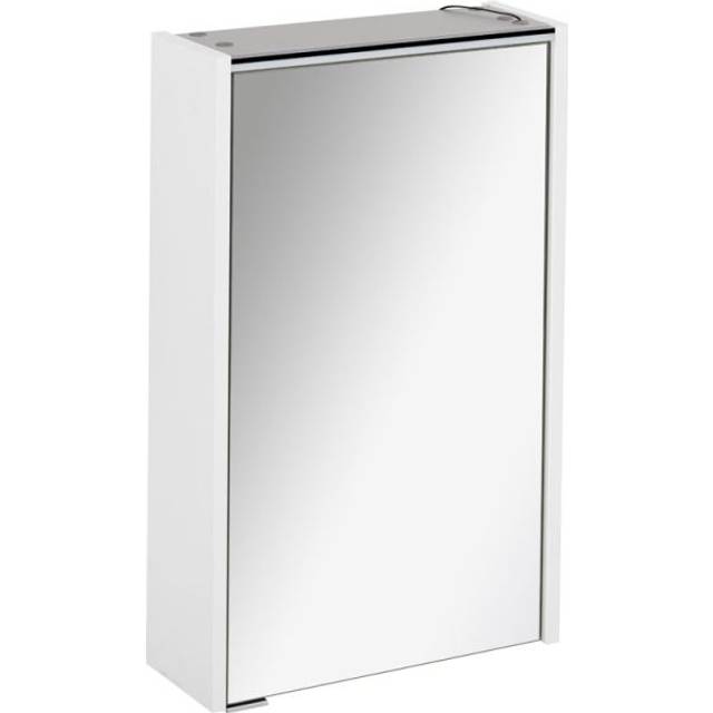Denver 42cm x 80cm Surface Mount Mirrored Cabinet with LED Lighting - White (800mm H X 420mm W X 170mm D)