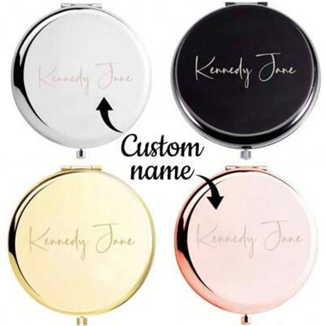 SHEIN 1pc Custom Name Compact Pocket Makeup Folding Mirror Graduation Gift Sister Friends Bridesmaid Party Gift Birthday Gift Gift, Waterproof, Compact Exqu