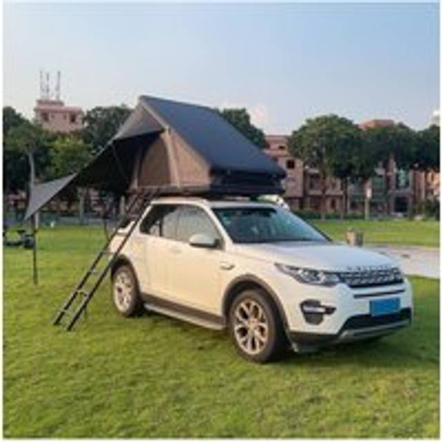Living And Home Offroad Camping Car Waterproof Roof Top Tent With Retractable Ladder,aluminum Camping Tent For 3-4 People On Self-Drive Quick-Opening Outdoor Side Tent,triangle Tent Suv/mpv Roof Tent In Black - One Size