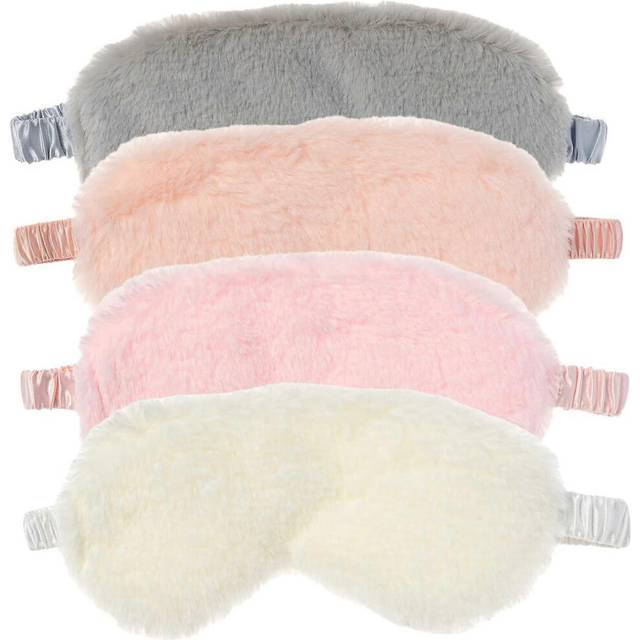 (As show, One size) RAYNAG 4 Pack Plush Eye Mask Soft Sleeping Blindfold Eye Cover for Sleepover Gift Birthday Party Favors, Comfortable Silky Fabric