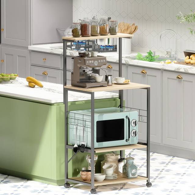 Gordon 60Cm Kitchen Island with Locking Wheels - Black (123.5cm H X 60cm W X 40cm D)