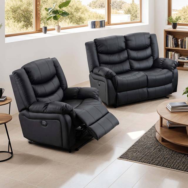 Electric Reclining Sofa - Black