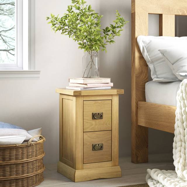 Pittsford 2 Drawer Bedside Table - Brass Handle (56cm H X 35cm W X 32cm D)
