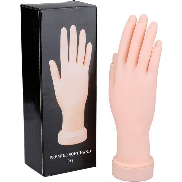 Beauticom Practice Flexible Manicure Mannequin Hand Display with Soft Hand Fingers (Base Stand Model C)