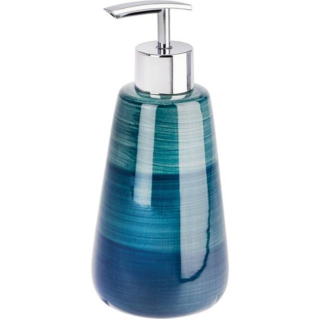 WENKO Soap Dispenser Pottery of Ceramic in Petrol, Oil, 8 x 8 x 17.5 cm