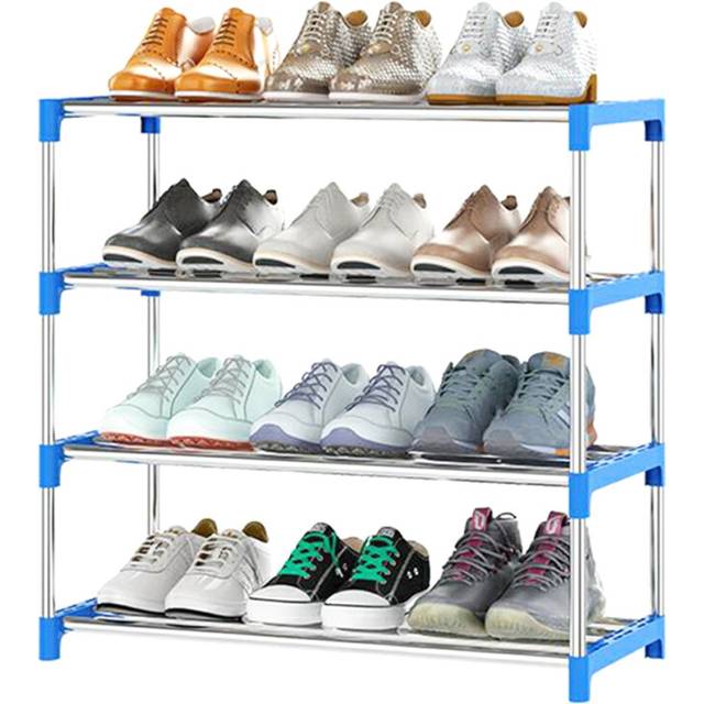 Shoe rack 4-Tier Stackable Small Shoe Rack, Lightweight Shoe Shelf Storage Organizer for Entryway, Hallway and Closet(Bue)