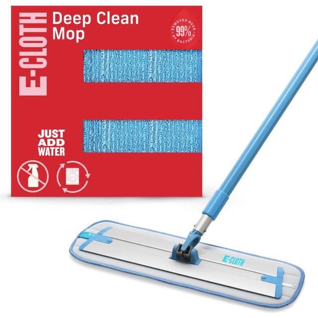 E-Cloth Deep Clean Mop, Microfibre Mop for Floor Cleaning, Great for Hardwood, Laminate, Tile and Stone Flooring, Washable and Reusable, Blue &