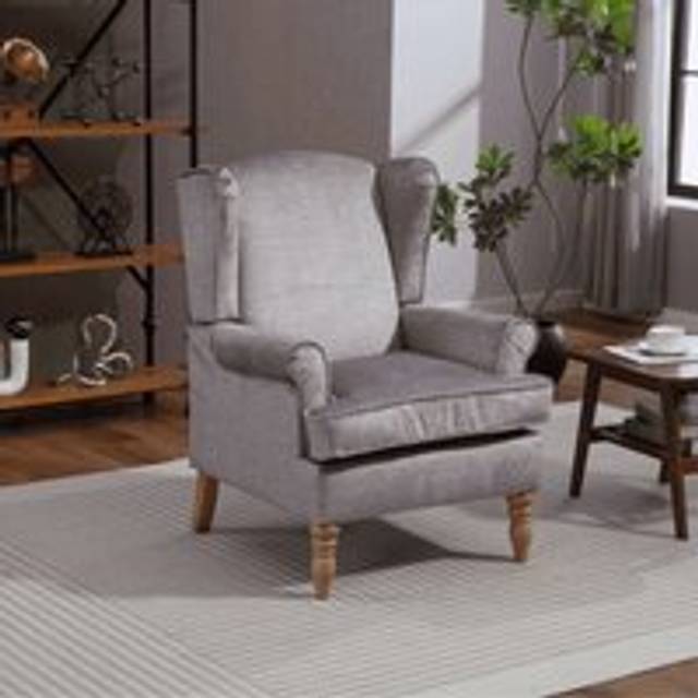 (Silver) Helena Wingback Armchair Accent Chair Occasional Sofa Seating