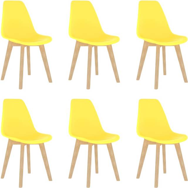 Vidaxl Dining Chairs 6 Pcs Yellow Plastic, Yellow
