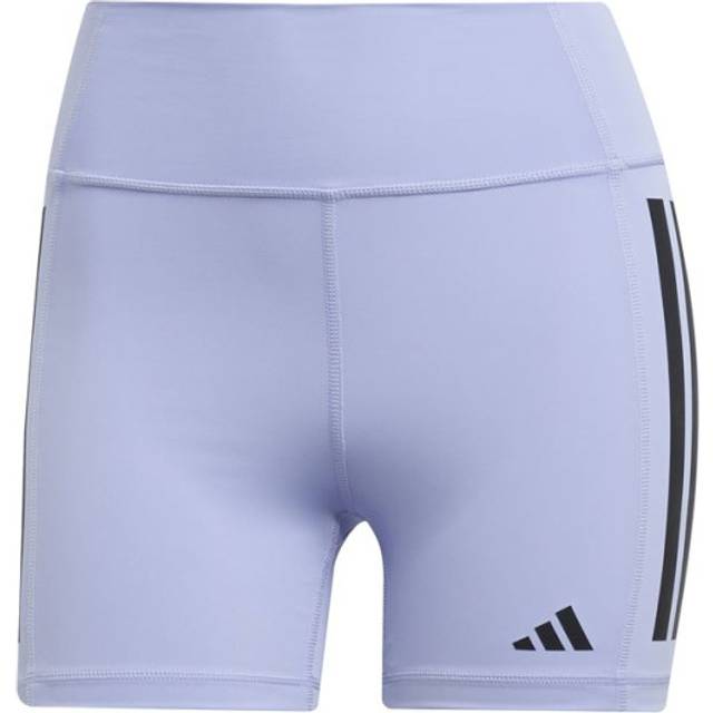 adidas Womens Training Optime 3 Stripe 4 Inch Bike Shorts - Violet Tone, Violet Tone, Size L, Women