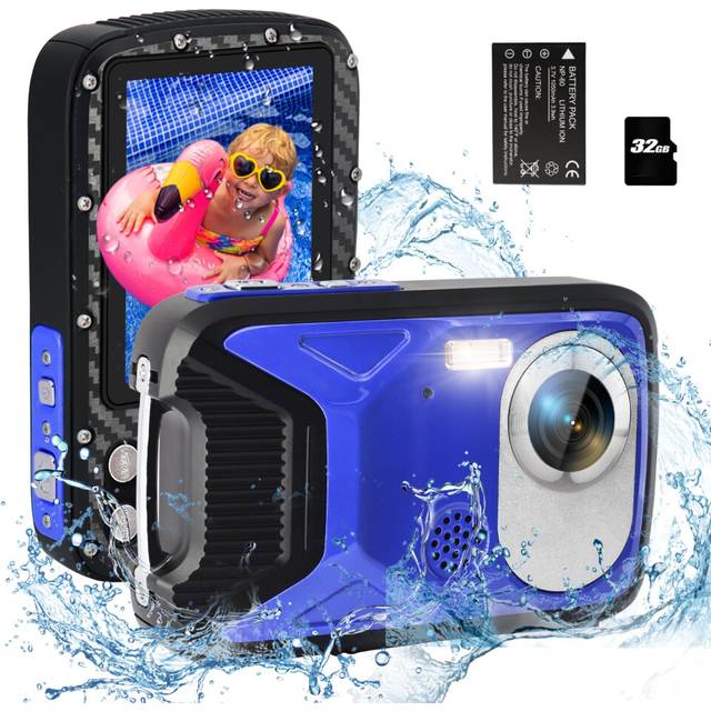 "Digital Camera,Kids Waterproof Camera for Snorkeling,30MP 1080P Point and Shoot Cameras with 2.8"" 18X Digital Zoom,17FT Underwater Camera with a"