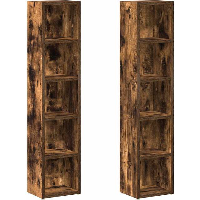 vidaXL Cd-Reoler 2 Stk 21x16x93 5 Cm Konstrueret Træ Røget Egetræ Bogreol 93.5cm 2stk