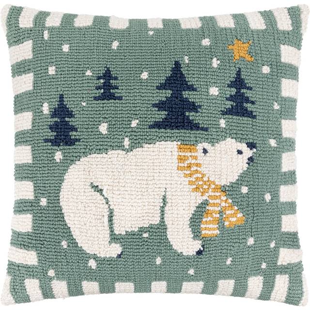 Furn Polar Bear Tufted Cushion In Blue - 45cm x 45cm